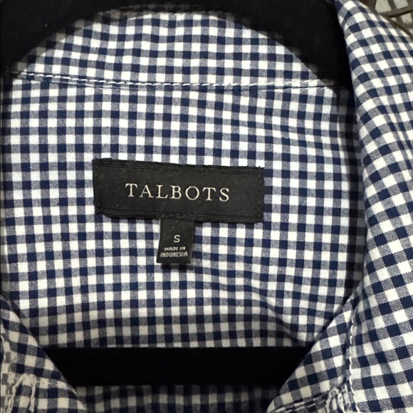 Talbots Navy Gingham Cropped Jacket Small | Cotton Stretch Button Front Blazer - Picture 5 of 8